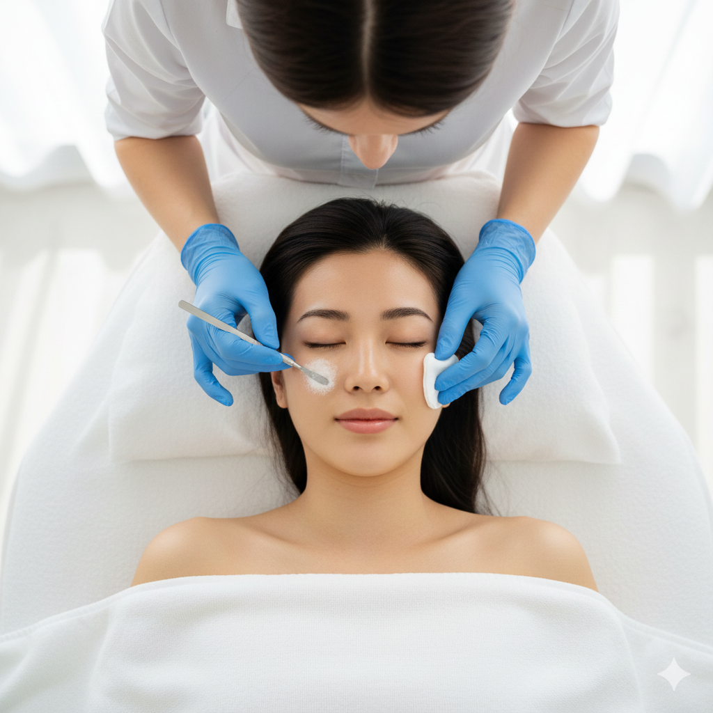 Dermaplaning exfoliation treatment at Joanna Vargas spa for brighter, smoother, makeup-ready skin.