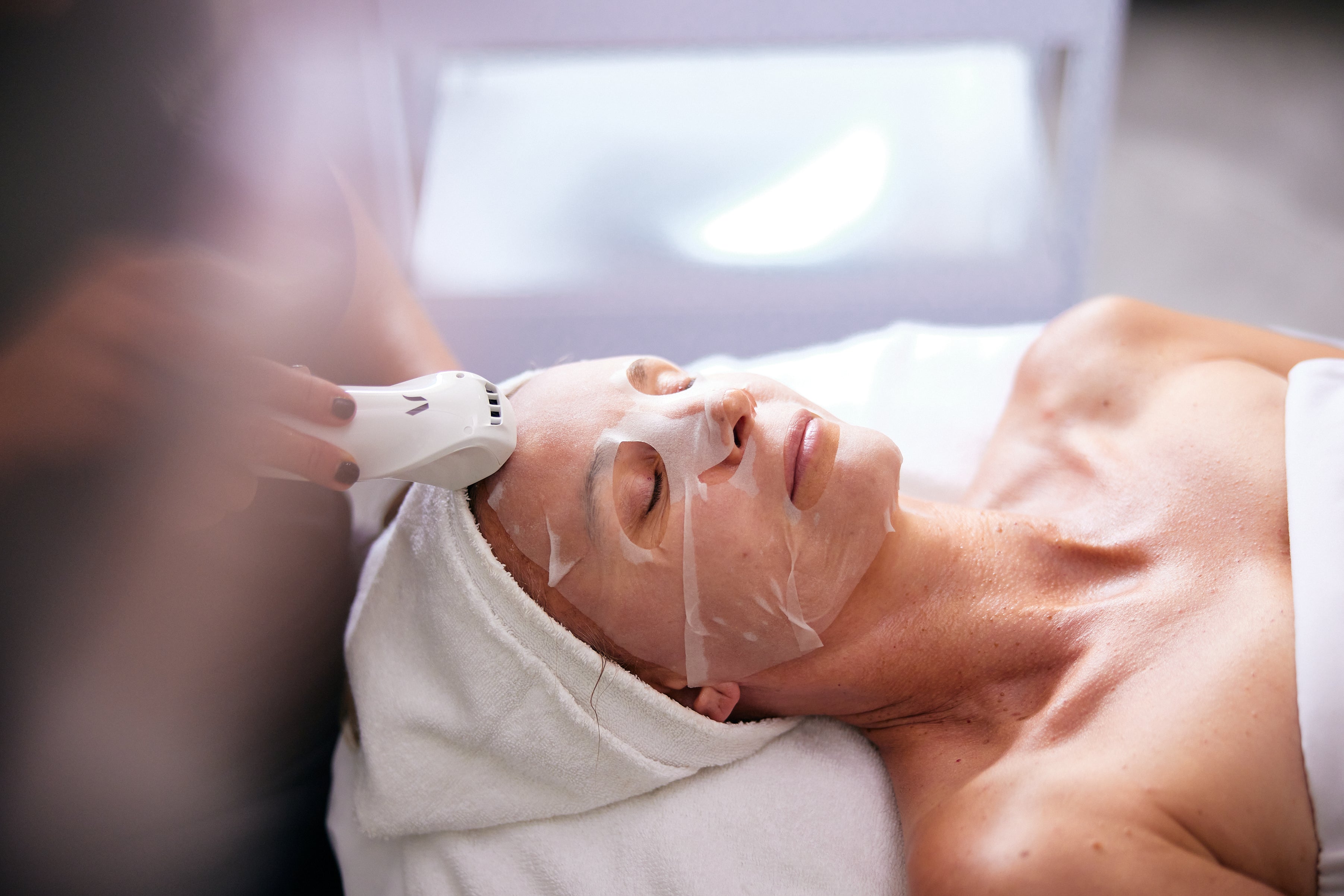 LED and oxygen facial after diamond-tip microdermabrasion at Joanna Vargas Spa Brooklyn in DUMBO.